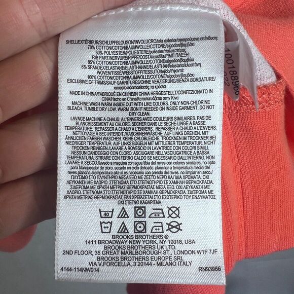 Brooks Brothers Peach Orange 1/4 Zip Long Sleeve Pullover Cotton Blend Sz XL - Picture 9 of 9